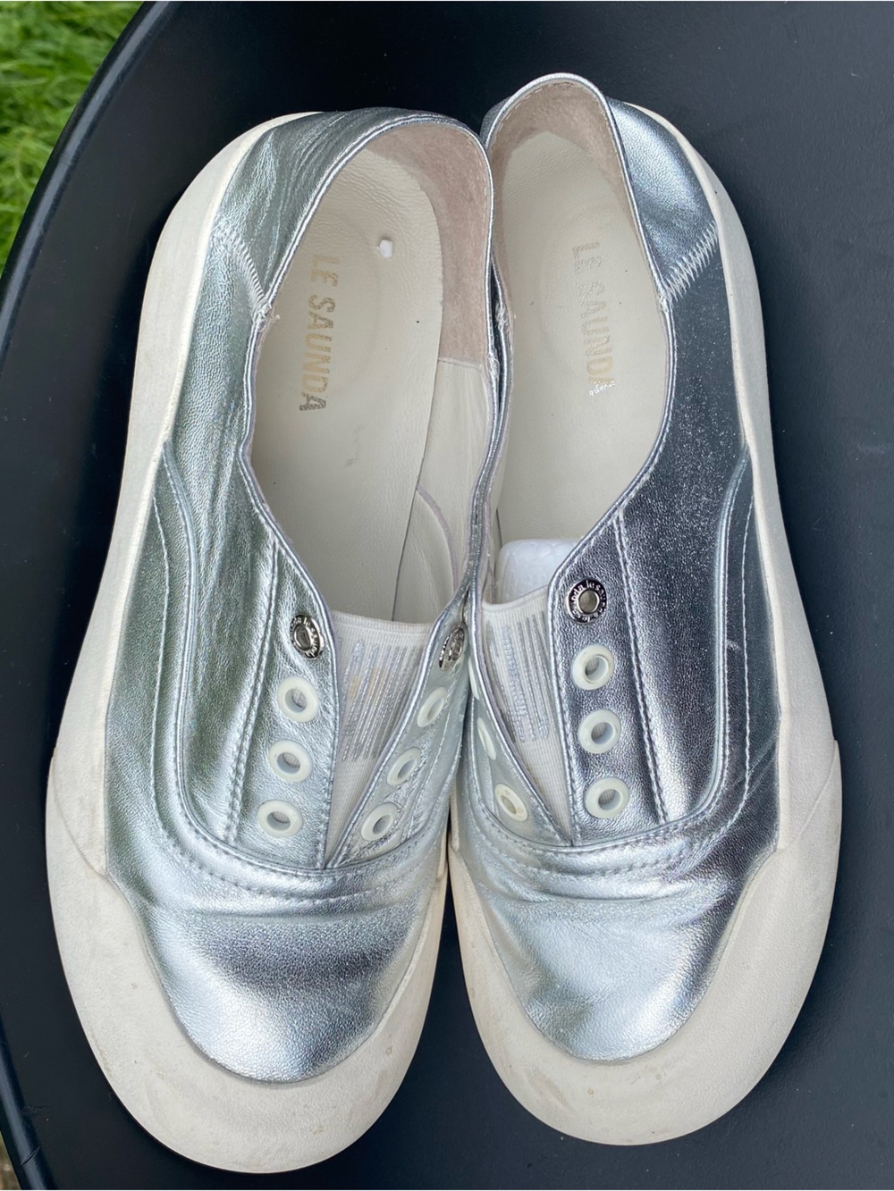 Silver Slip-On Women's Sneakers